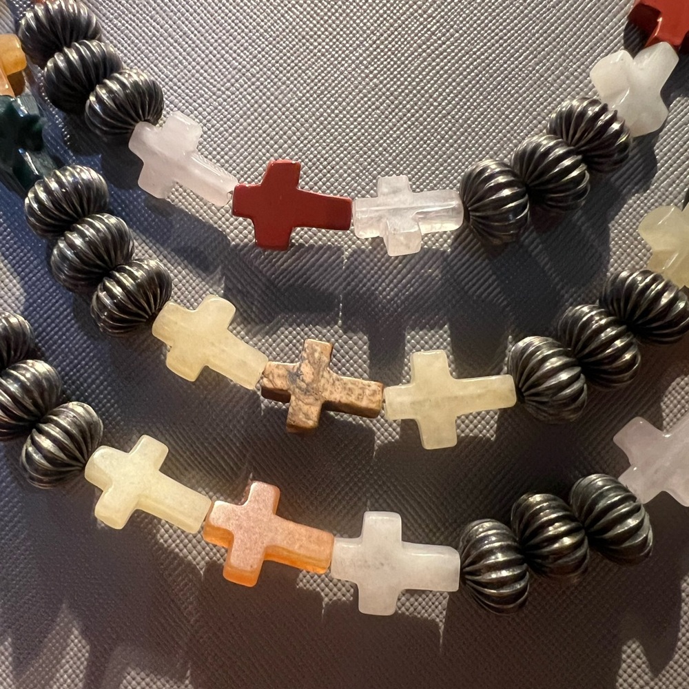 Native American Multi Gemstone Silvertone Beaded … - image 4